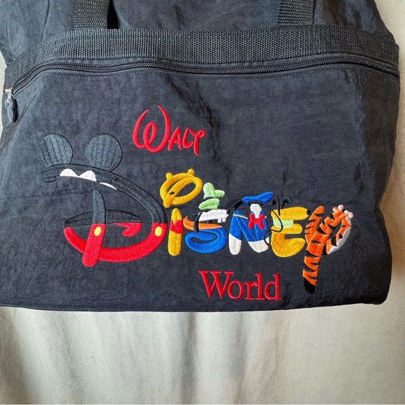 Vtg 90s Disney World Character Letters Embroidered Zipper Tote Bag Logo vintage - Picture 2 of 14